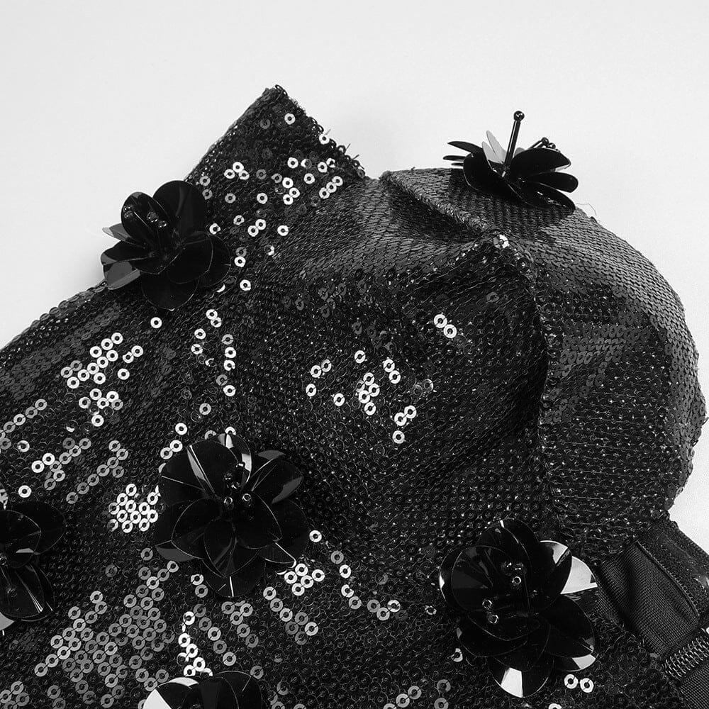 AIIZIE SEQUIN APPLIQUÉD MAXI DRESS IN BLACK - product image