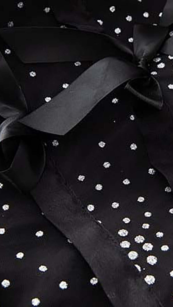 AIIZIE SEQUIN BOW DETAILED MAXI DRESS IN BLACK - product image