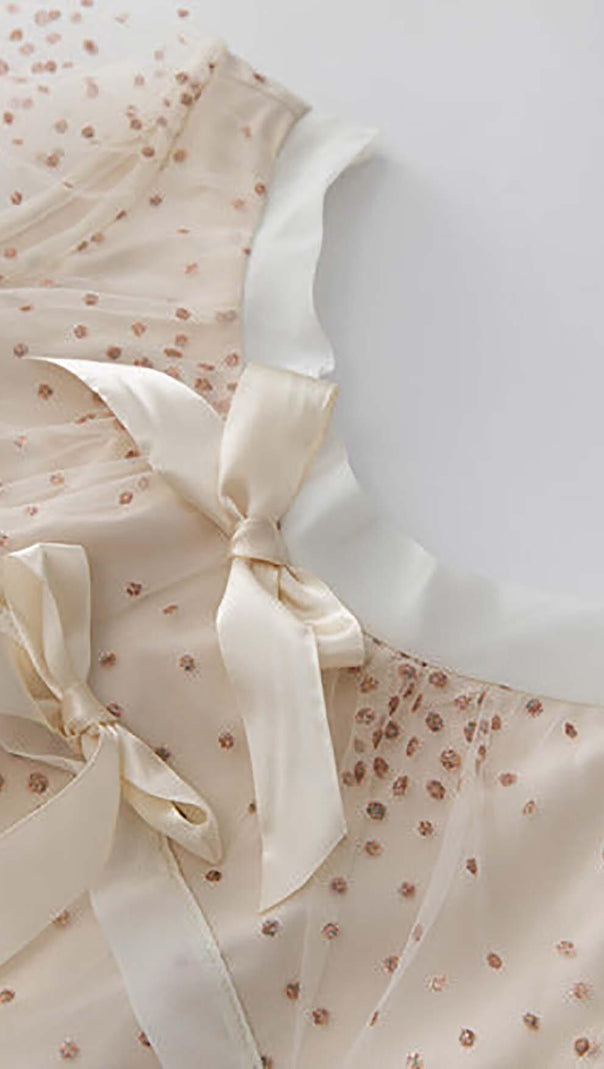 AIIZIE SEQUIN BOW DETAILED MAXI DRESS IN WHITE - product image