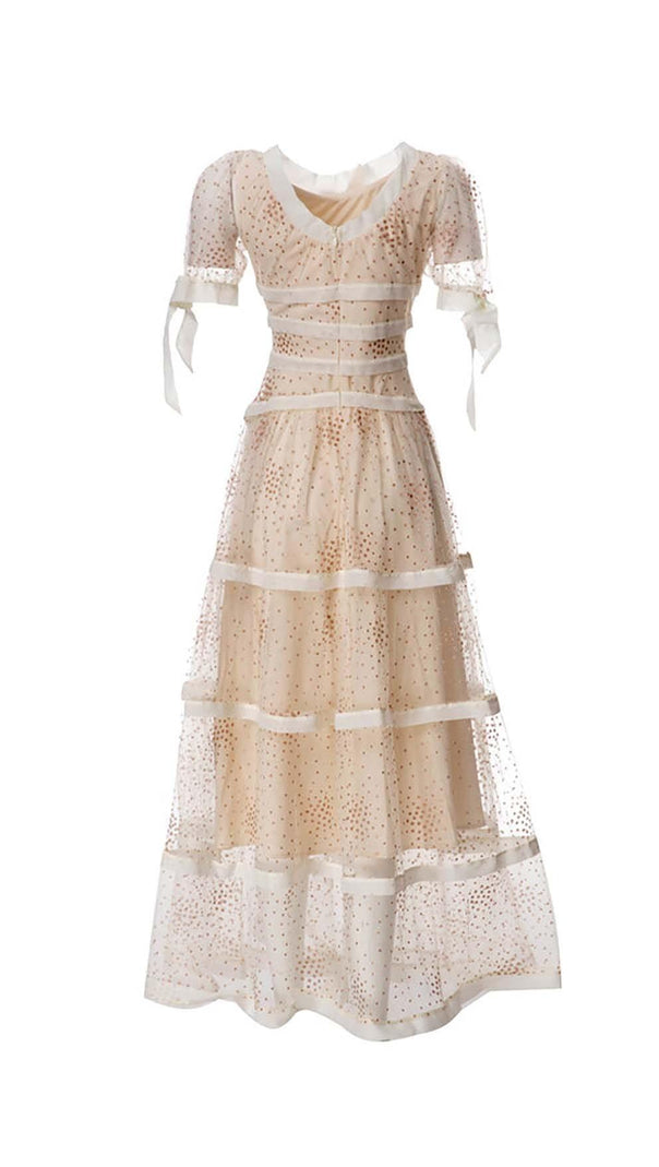 AIIZIE SEQUIN BOW DETAILED MAXI DRESS IN WHITE - product image