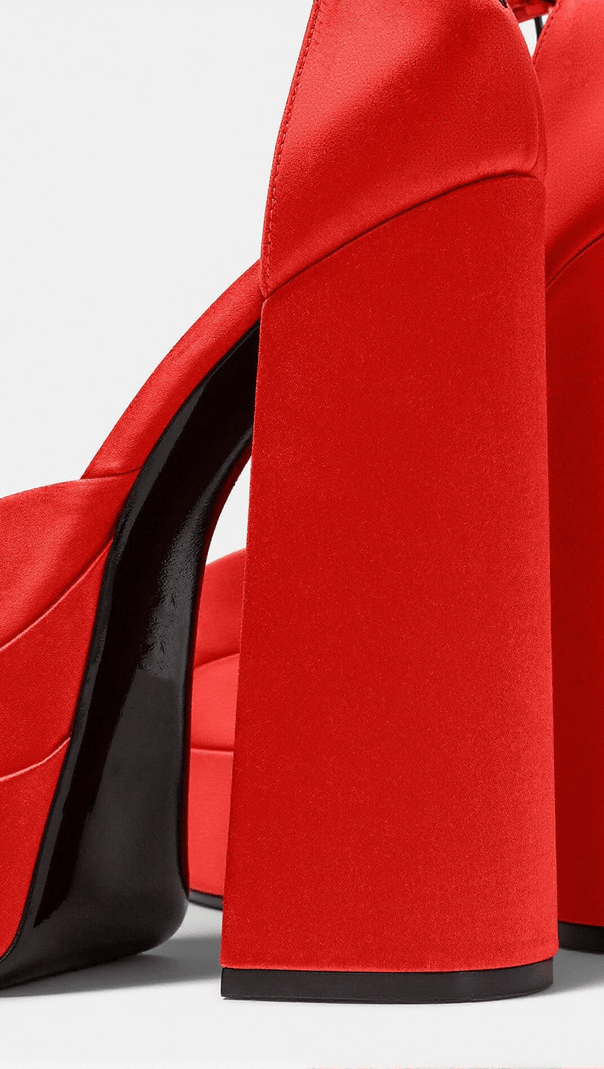 AIIZIE ASPEN SATIN PLATFORM PUMPS IN RED - product image