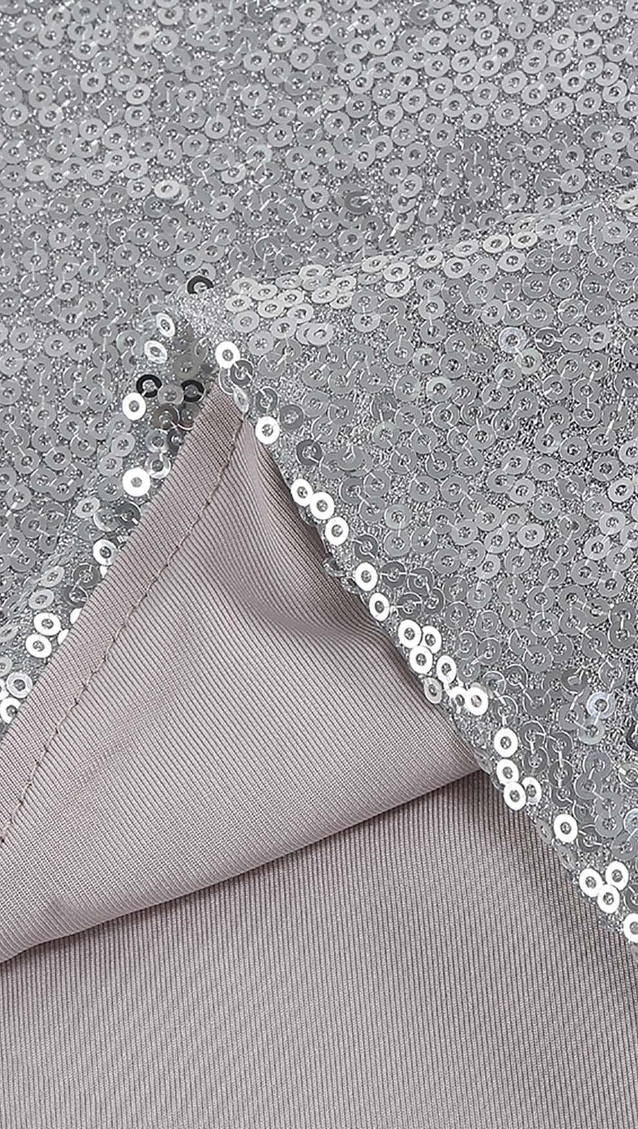 SEQUIN CUTOUT HIGH LOW DRESS IN SLIVER