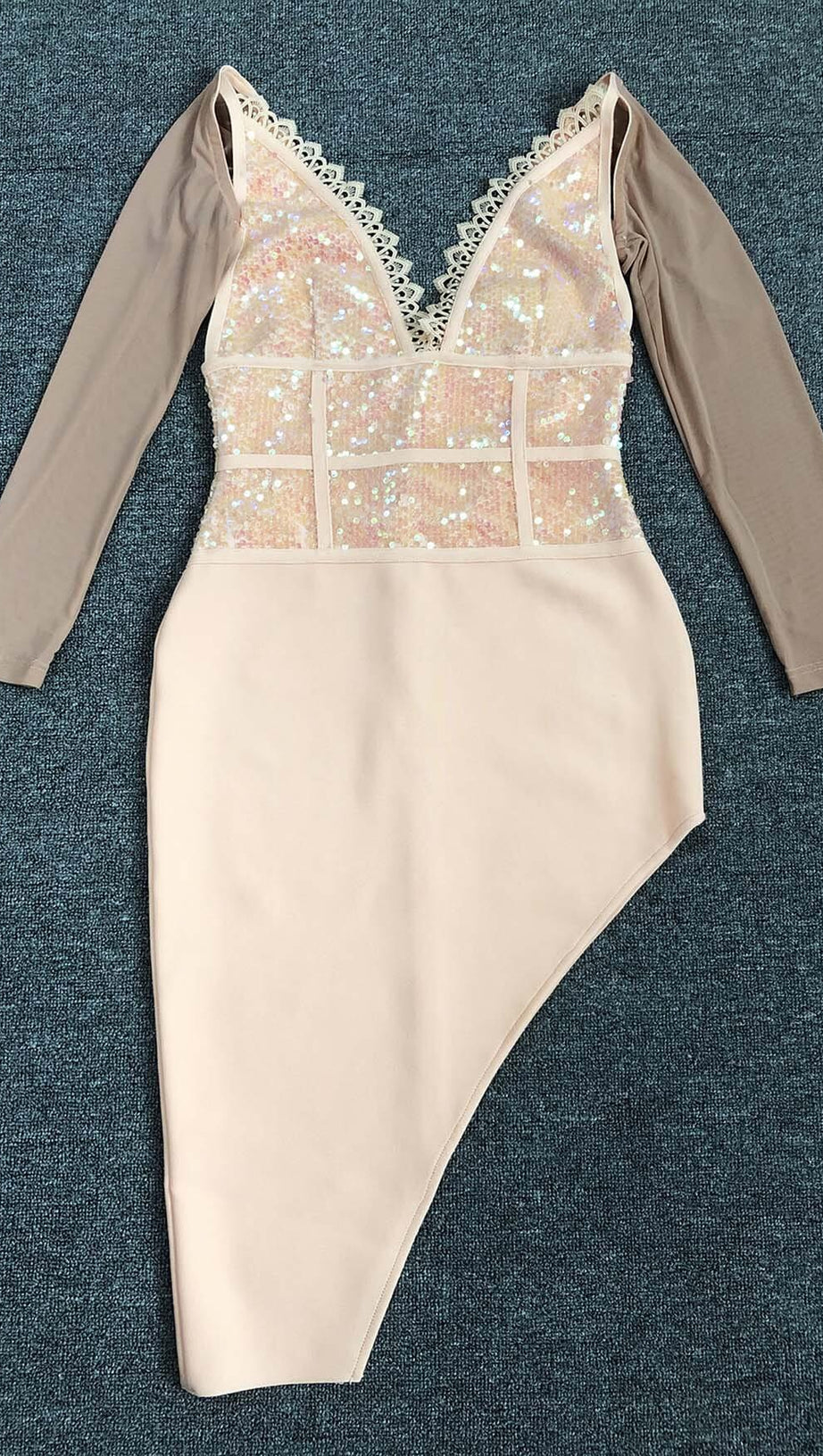 SEQUIN IRREGULAR MIDI DRESS IN PINK