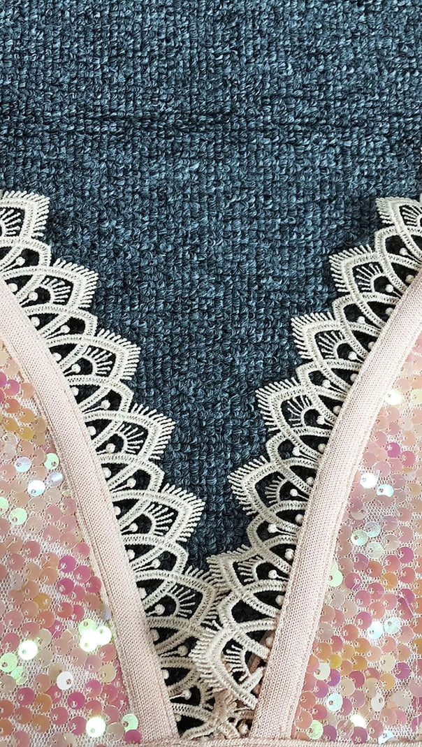 AIIZIE SEQUIN IRREGULAR MIDI DRESS IN PINK - product image