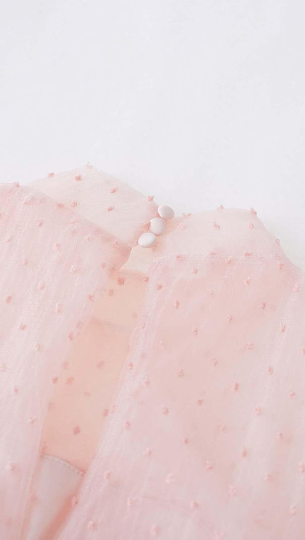 AIIZIE SEQUIN MESH TULLE MIDI DRESS IN PINK - product image
