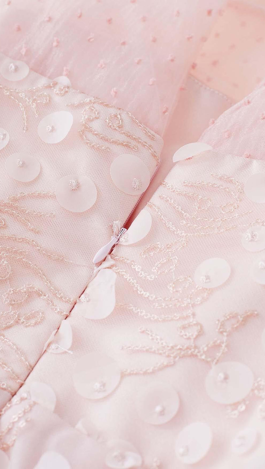 SEQUIN MESH TULLE MIDI DRESS IN PINK