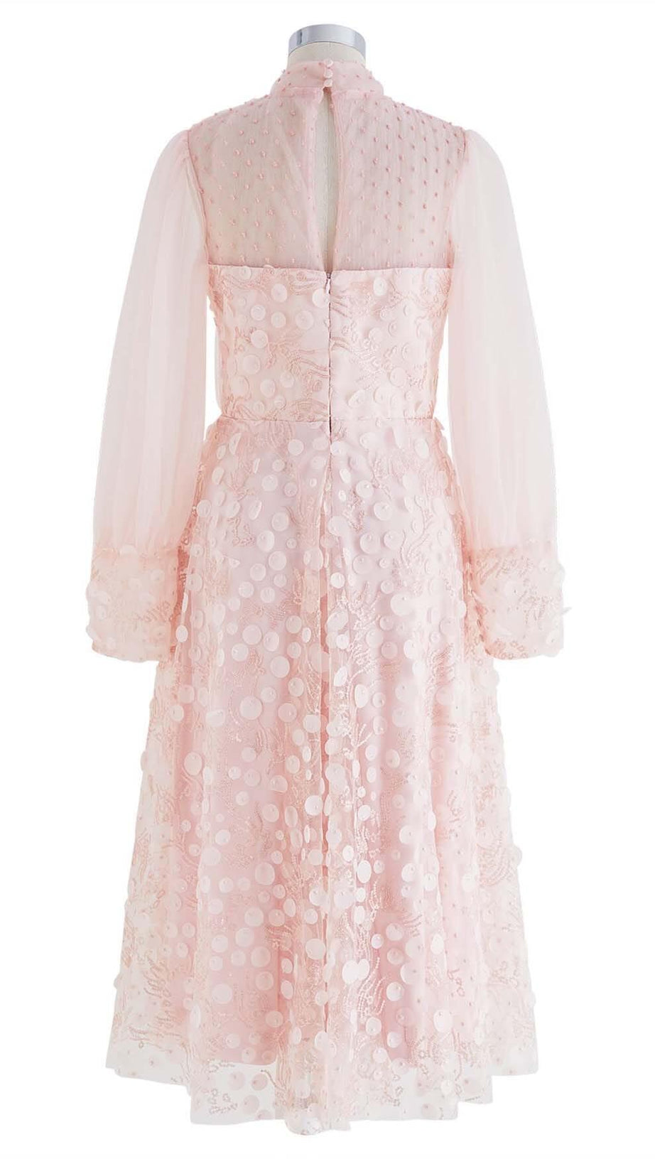 SEQUIN MESH TULLE MIDI DRESS IN PINK