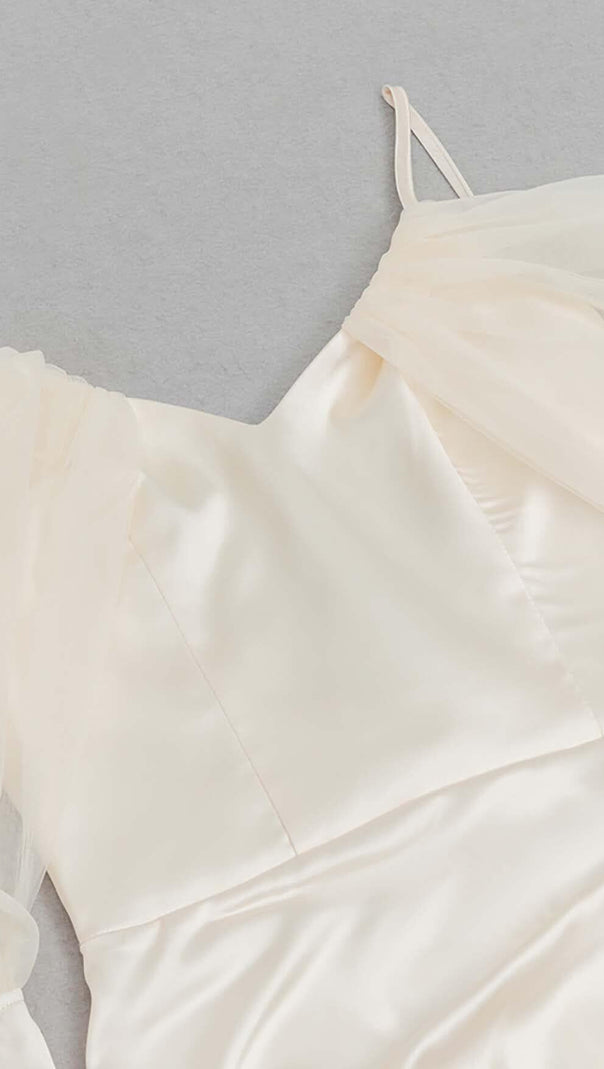 AIIZIE SILK COLD SHOULDER MIDI DRESS IN APRICOT - product image