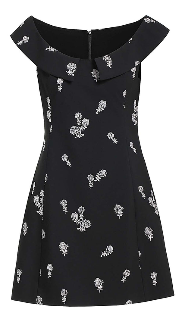 AIIZIE SLEEVELESS EMBROIDERED MINI DRESS IN BLACK - product image
