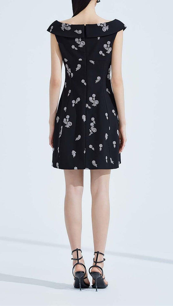 AIIZIE SLEEVELESS EMBROIDERED MINI DRESS IN BLACK - product image