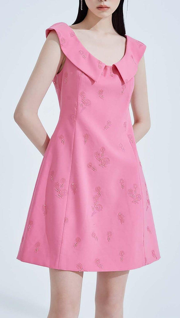AIIZIE SLEEVELESS EMBROIDERED MINI DRESS IN PINK - product image