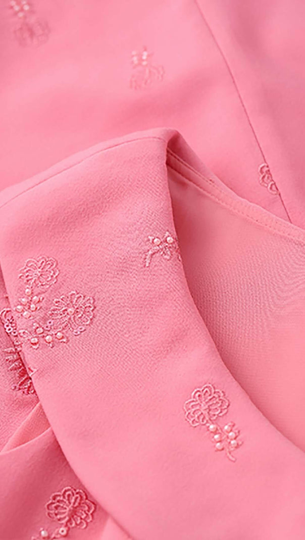 AIIZIE SLEEVELESS EMBROIDERED MINI DRESS IN PINK - product image