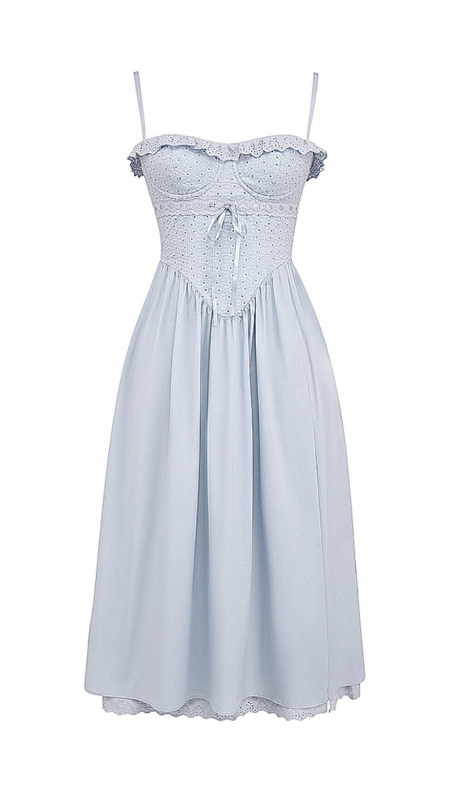 SOFT BLUE BRODERIE ANGLAIS MIDI SUNDRESS