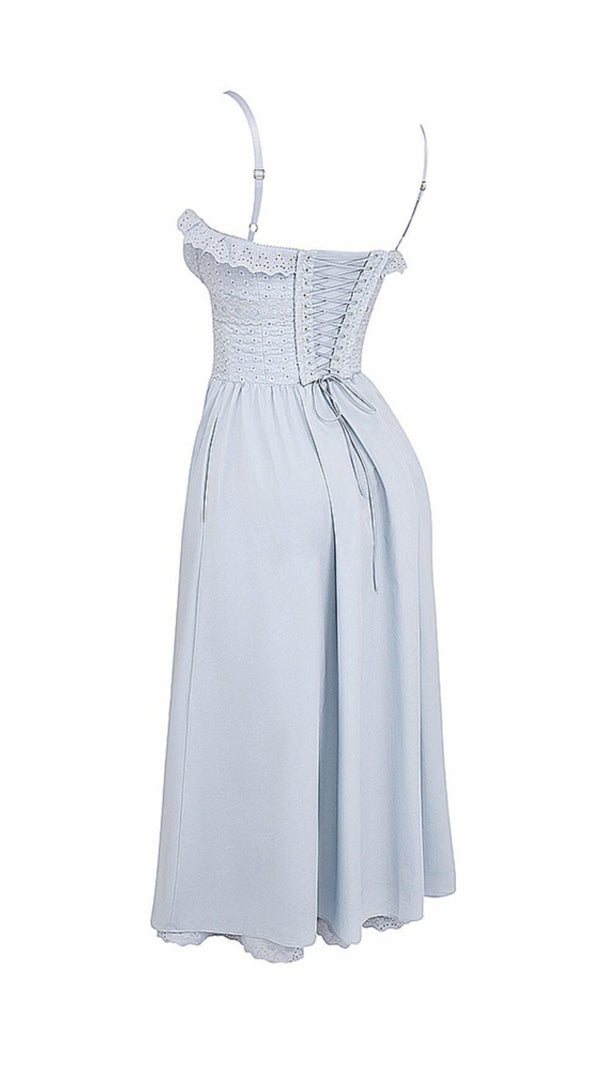 AIIZIE SOFT BLUE BRODERIE ANGLAIS MIDI SUNDRESS - product image