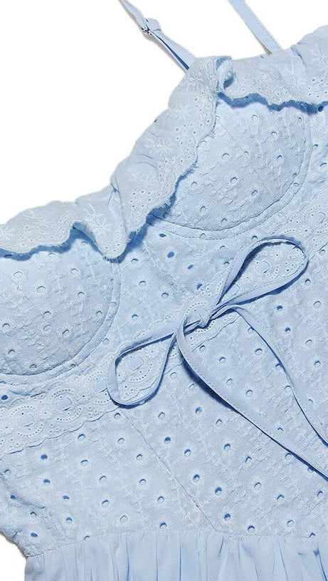 SOFT BLUE BRODERIE ANGLAIS MIDI SUNDRESS