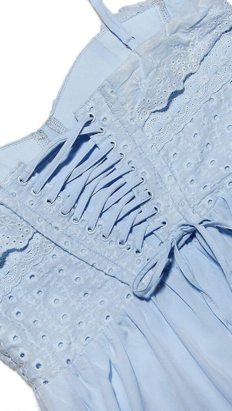 SOFT BLUE BRODERIE ANGLAIS MIDI SUNDRESS