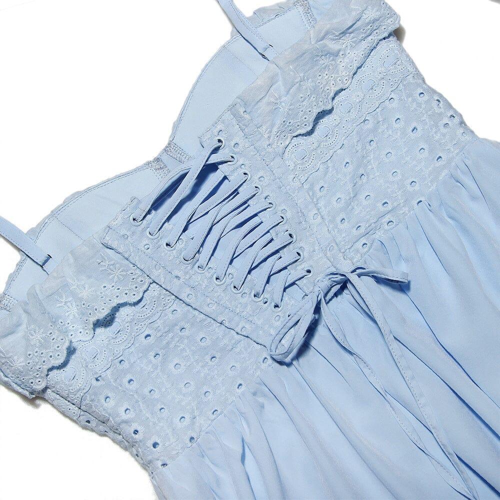 PRENDINO MIDI IN BRODERIE ANGLAIS BLU MORBIDO