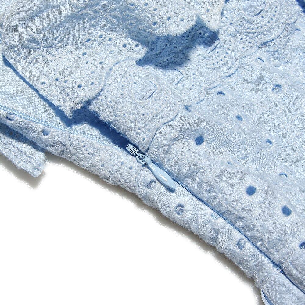 PRENDINO MIDI IN BRODERIE ANGLAIS BLU MORBIDO