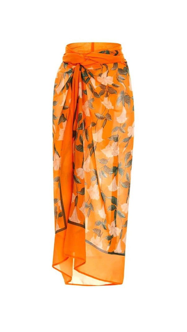 AIIZIE HALTER CUTOUT 3D FLOWER DECOR ONE PIECE SWIMSUIT AND SARONG - product image