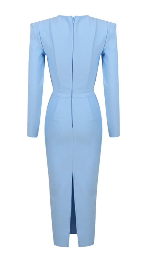 AIIZIE SQUARE SHOULDER CORSET MIDI DRESS IN BLUE - product image