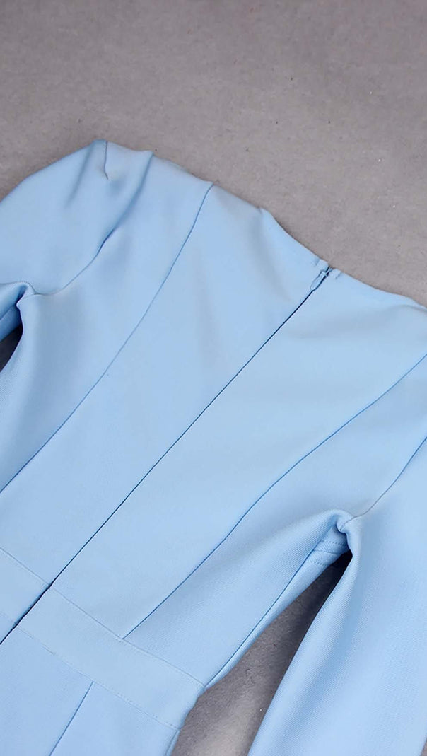 AIIZIE SQUARE SHOULDER CORSET MIDI DRESS IN BLUE - product image