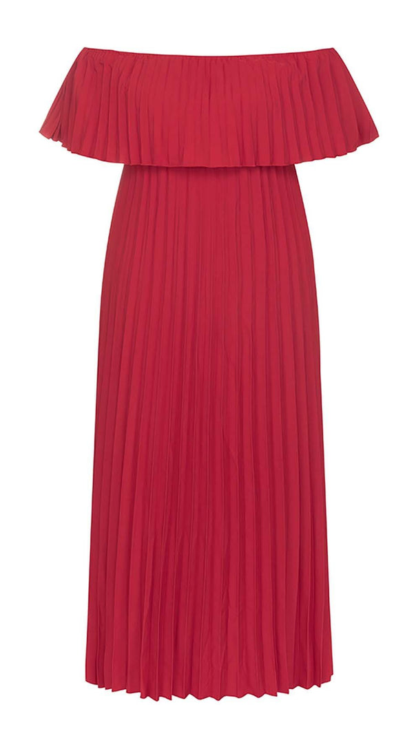 AIIZIE STRAPLESS PLEATED MAXI DRESS IN RED - product image