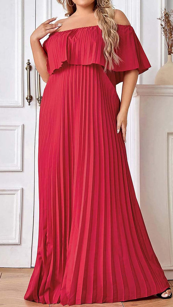 AIIZIE STRAPLESS PLEATED MAXI DRESS IN RED - product image