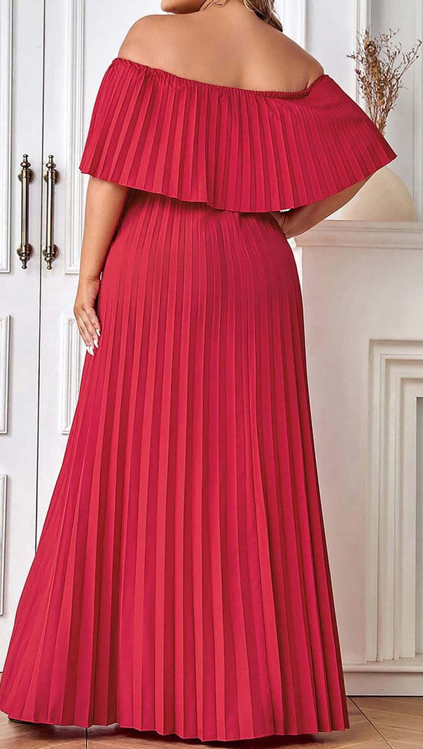 AIIZIE STRAPLESS PLEATED MAXI DRESS IN RED - product image