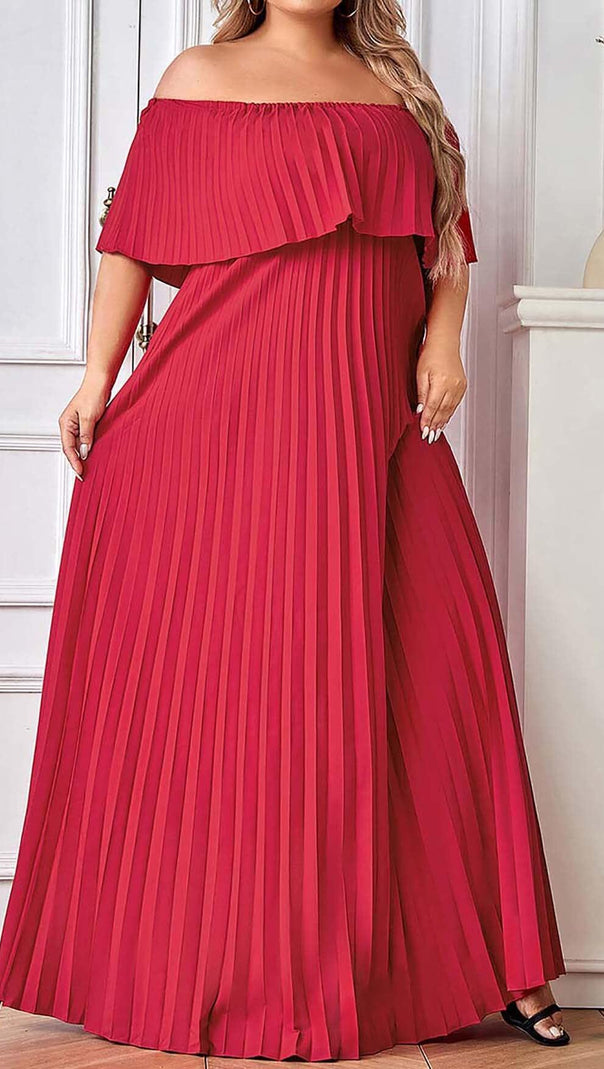 AIIZIE STRAPLESS PLEATED MAXI DRESS IN RED - product image