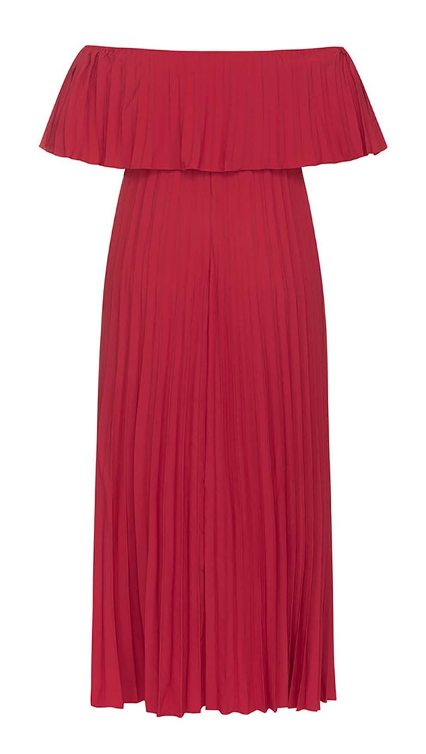 AIIZIE STRAPLESS PLEATED MAXI DRESS IN RED - product image