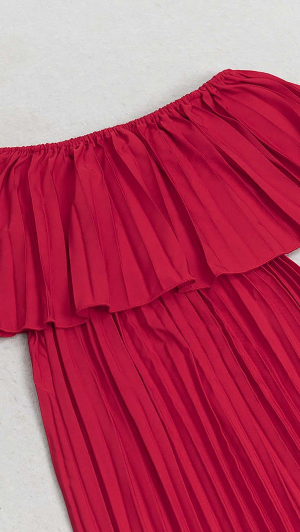 AIIZIE STRAPLESS PLEATED MAXI DRESS IN RED - product image