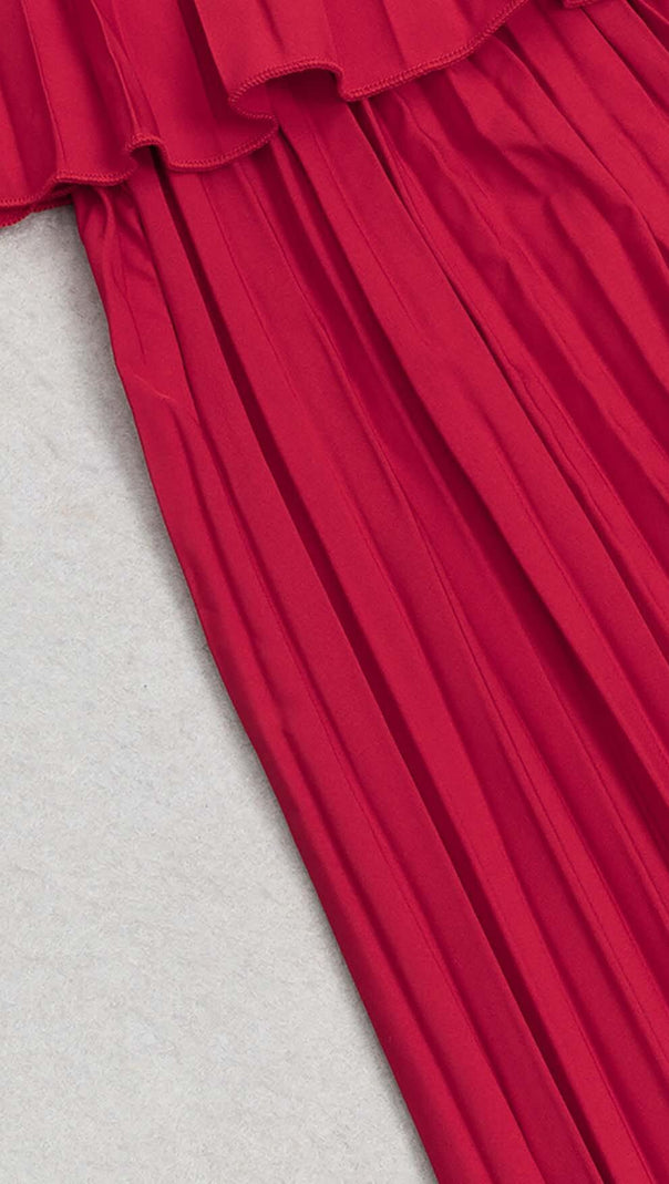 AIIZIE STRAPLESS PLEATED MAXI DRESS IN RED - product image