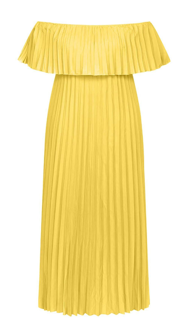 AIIZIE STRAPLESS PLEATED MAXI DRESS IN YELLOW - product image