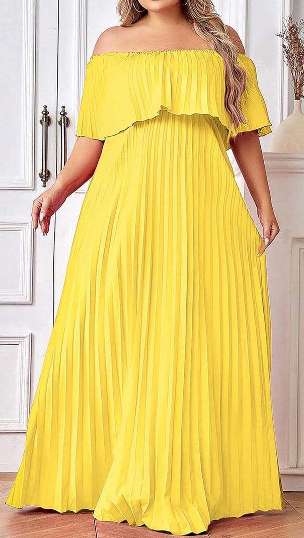 AIIZIE STRAPLESS PLEATED MAXI DRESS IN YELLOW - product image