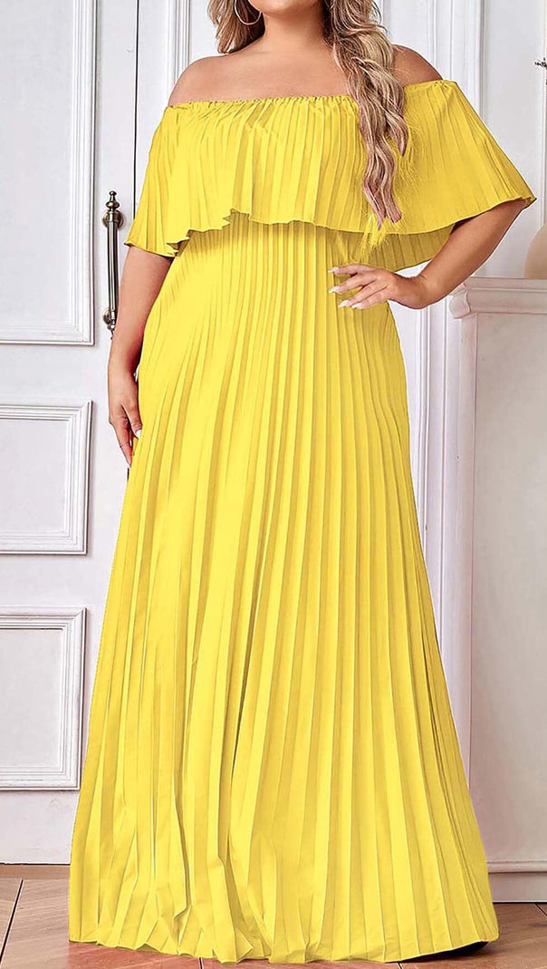 AIIZIE STRAPLESS PLEATED MAXI DRESS IN YELLOW - product image
