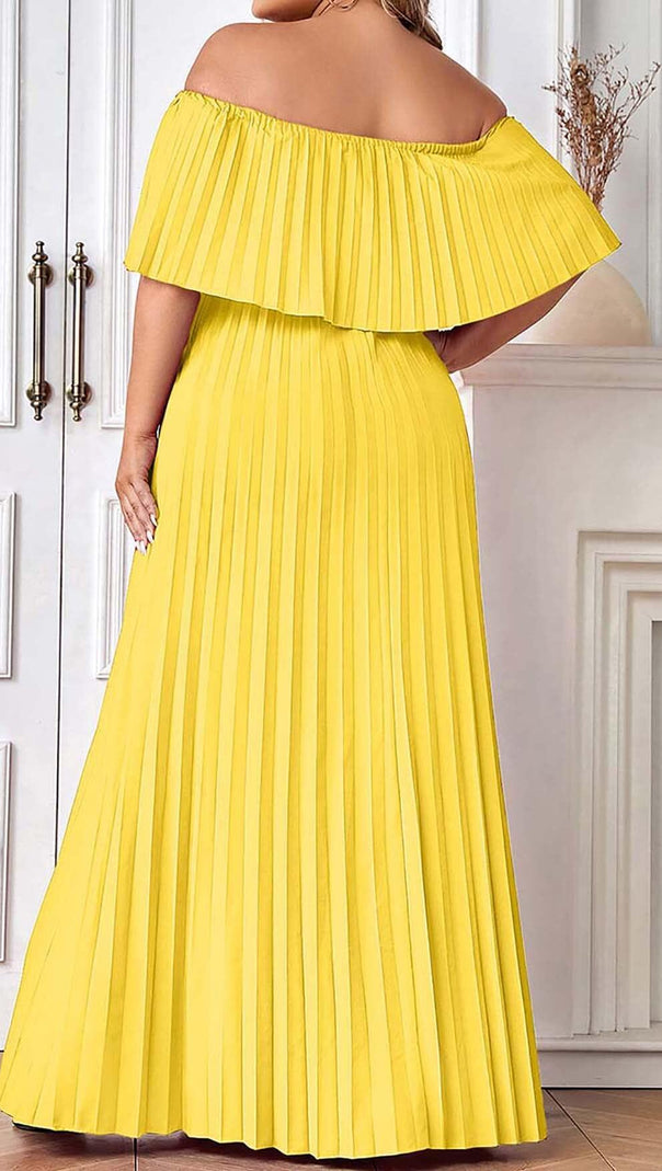 AIIZIE STRAPLESS PLEATED MAXI DRESS IN YELLOW - product image
