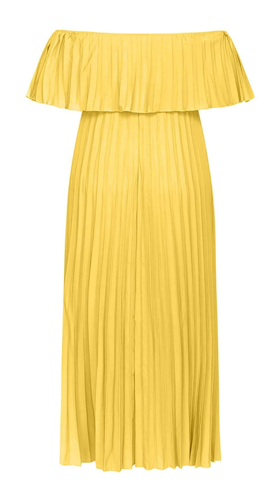 TRÄGERLOSES PLISSIERTES MAXIKLEID IN GELB