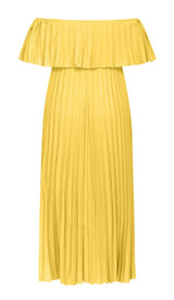 STRAPLESS PLEATED MAXI DRESS IN YELLOW