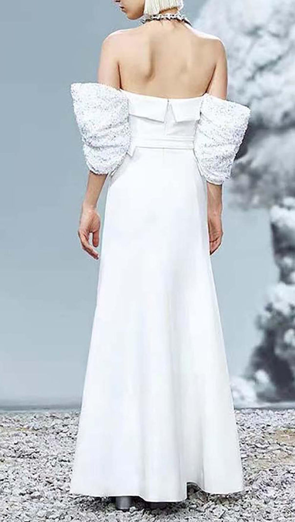 AIIZIE STRAPLESS SPLIT MAXI DRESS IN WHITE - product image