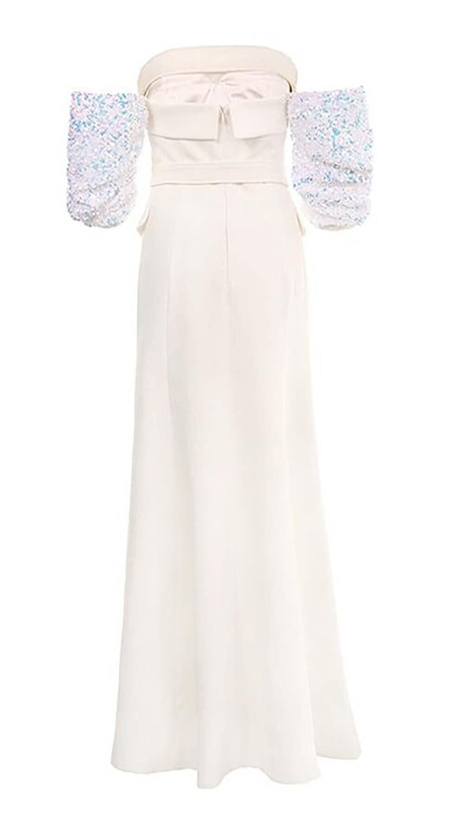 STRAPLESS SPLIT MAXI DRESS IN WHITE