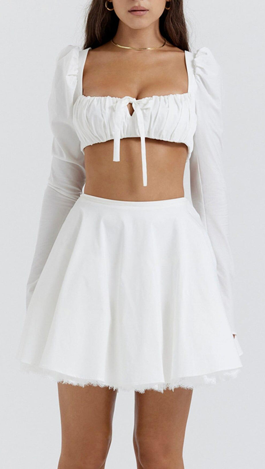 WHITE BOW MINI SKIRT