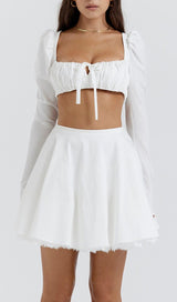 WHITE BOW MINI SKIRT