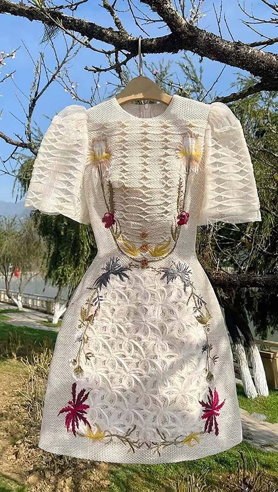 A-LINE SMOCKED MINI DRESSES IN WHITE
