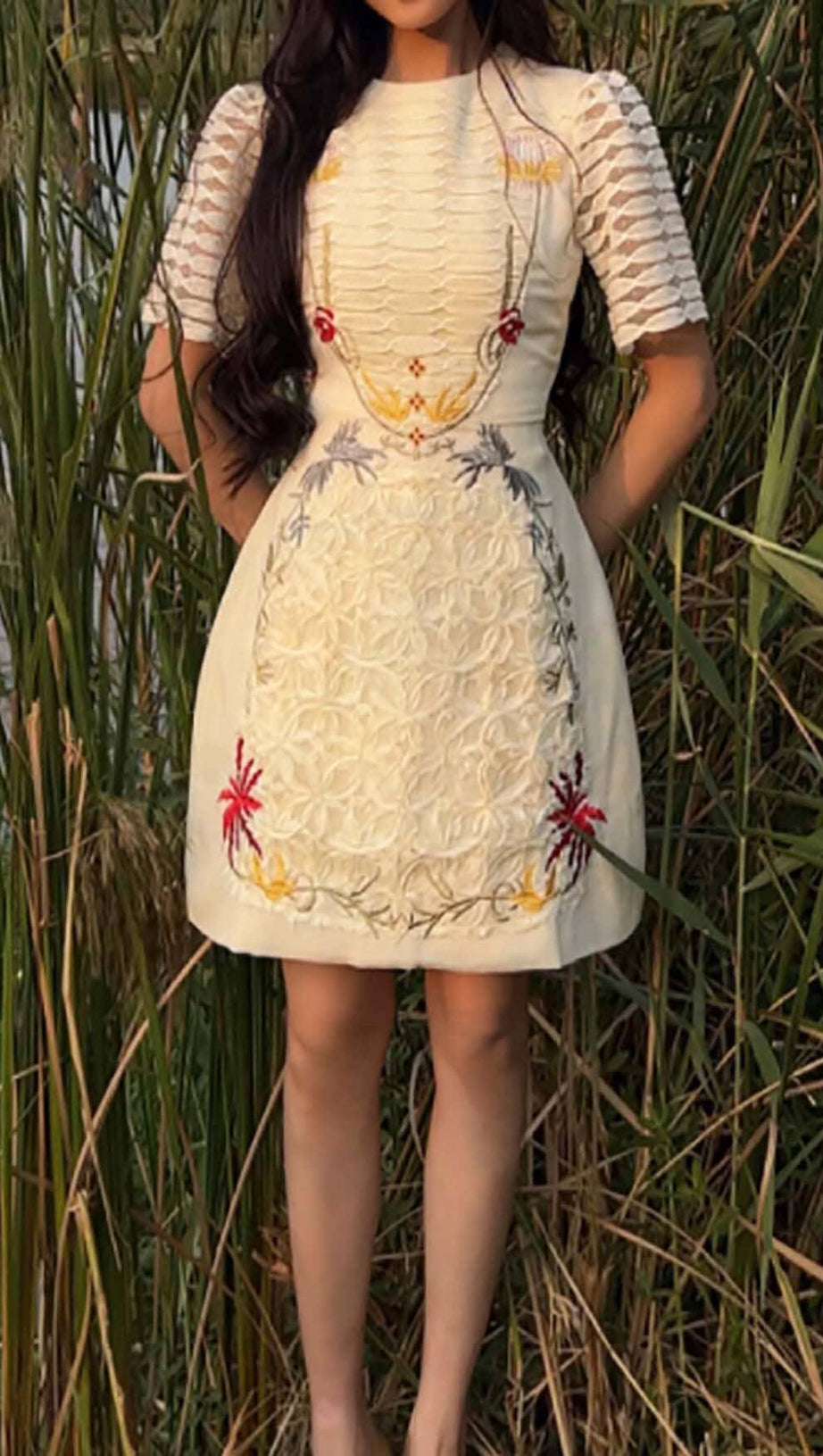A-LINE SMOCKED MINI DRESSES IN WHITE