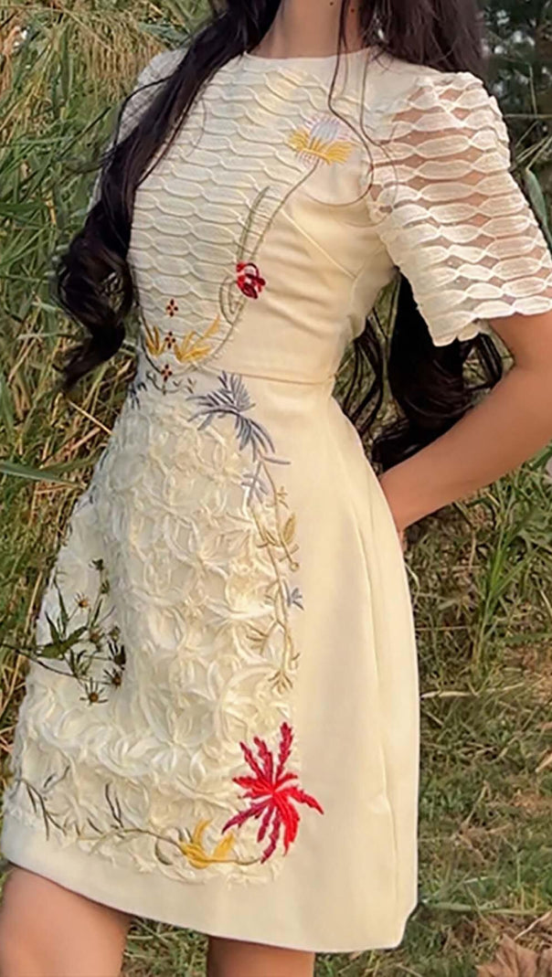 AIIZIE A-LINE SMOCKED MINI DRESSES IN WHITE - product image