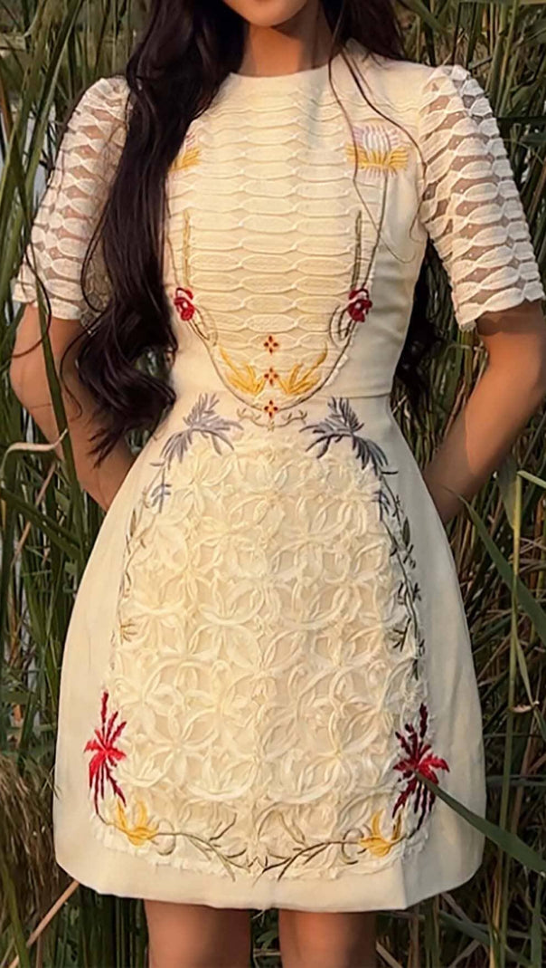 AIIZIE A-LINE SMOCKED MINI DRESSES IN WHITE - product image