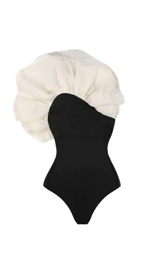 AIIZIE NET YARN RUFFLE ONE PIECE SWIMSUIT - product image