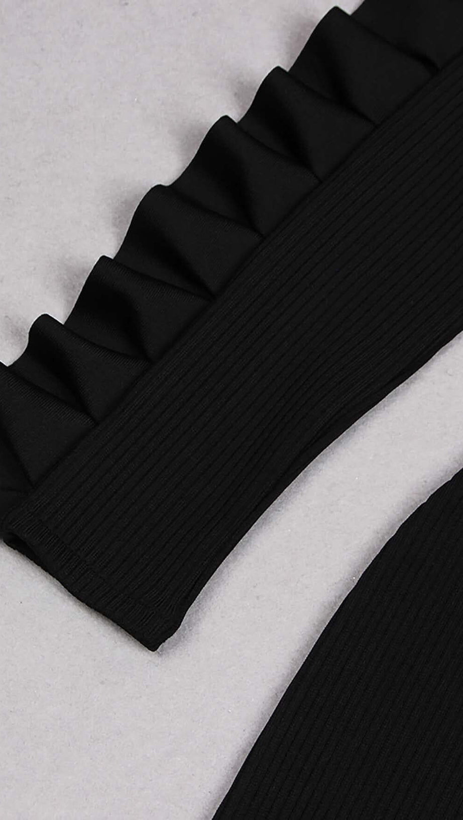 ASYMMETRIC ONE SLEEVE MIDI DRESS IN BLACK