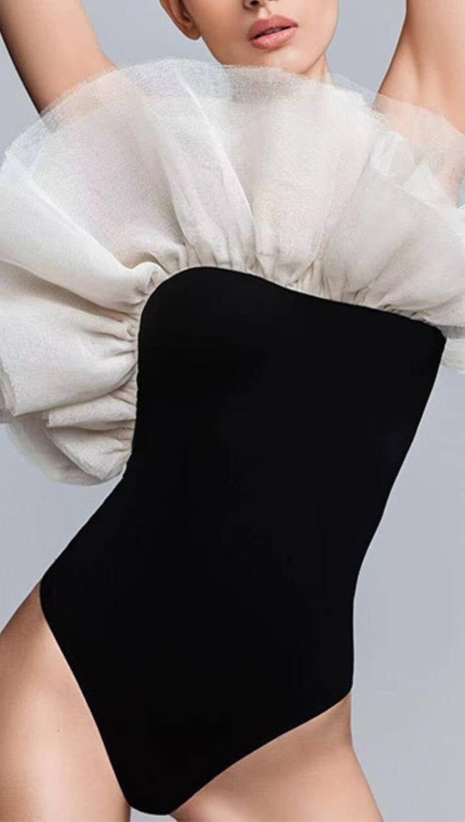 NET YARN RUFFLE ONE PIECE SWIMSUIT