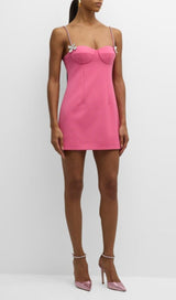 BUTTERFLY CRYSTAL DETAIL MINI DRESS IN PINK